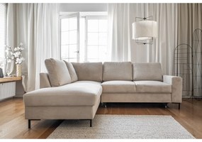 Colțar bej extensibil cu tapițerie din catifea reiată (cu colț pe partea stângă ) Lofty Lilly – Miuform