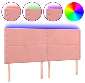 3122349 vidaXL Tăblie de pat cu LED, roz, 180x5x118/128 cm, catifea
