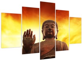 Tablou - Buddha cu fundal roșu și galben (150x105 cm)