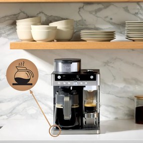 Aparat de cafea 2in1 Ninja Prestige CFN802EU, 1650 W, 19 bar, 1,8 L, 10 lungimi, 3 moduri, DualBrew, Nespresso, Negru/Otel inoxidabil