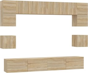 vidaXL Set dulap TV, 8 piese, stejar sonoma, lemn prelucrat