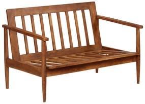 Canapea cu 2 locuri, piele naturala cu lemn de acacia, maro Maro