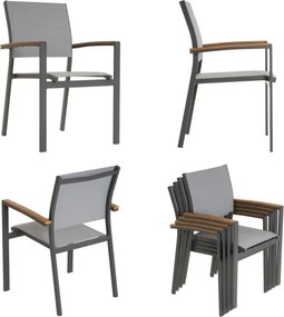 Set de grădină cu masă bistro și 2 scaune stivuibile, gri