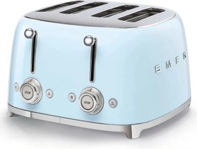 Prăjitor de pâine SMEG 50's Style TSF03PBEU, 2000 W, 4 felii, 6 niveluri, Tava pentru firimituri, Cablu integrat, Oțel inoxidabil, Albastru