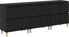 vidaXL Bufeturi 3 pcs Stejar Negru 60 x 35 x 70 cm Lemn compozit