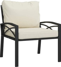 vidaXL Scaun de grădină cu perne nisipiu, 68x76x79 cm, oțel