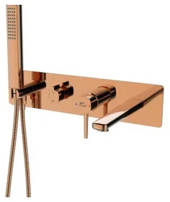 Baterie cada incastrata cu set de dus Laveo POLLA, auriu rose