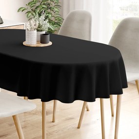 Goldea față de masă decorativă  loneta - negru - ovală 140 x 180 cm