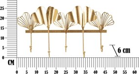 Cuier de perete din metal de culoare aurie Leaves - Mauro Ferretti