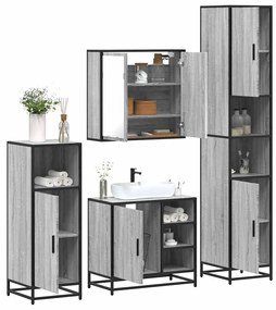 vidaXL Set de mobilier de baie 4 piese Lemn stratificat gri Sonoma