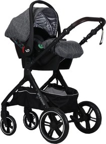 Carucior nou nascuti 3 in 1 NOVOKIDS™ X1000 series, Cu geanta bebe, Cadru Aluminiu, Amortizoare, Roti din cauciuc plin AVE, Landou, Scoica auto,