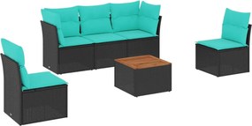 vidaXL Set canapele de grădină cu perne, 6 piese, negru, poliratan