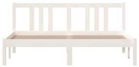 Cadru de pat King Size 5FT, alb, 150x200 cm, lemn masiv Alb, 150 x 200 cm