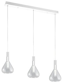 Lustră albă LED cu abajur din sticlă Cipera – CINQUE