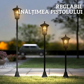 Outsunny Set de 2 Felinare Solare de Grădină 1.86 m, Lămpi de Exterior din Oțel Inoxidabil cu Înălțime Reglabilă, 2 Moduri de Lumină, IP44 Impermeabil pentru Terasă Curte Alei | Aosom Romania