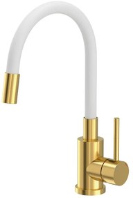 Baterie bucatarie cu pipa flexibila Quadron Pop Maggie finisaj alb - auriu