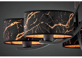 Jupiter 2107 - Candelabru cu lanț ARTHUR 5xE27/15W/230V negru/oranj/decor marmorat