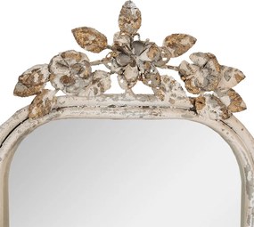 Oglinda de masa, bej, din metal, cu aspect vintage, 25x6x48 cm