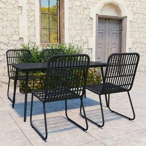 3060245 vidaXL Set mobilier de exterior, 5 piese, poliratan și sticlă