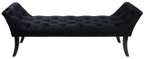 Bancă de design, ţesătură de catifea neagră / lemn, HEMY TYP 1