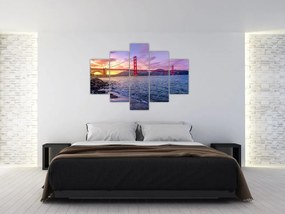 Tablou cu pod și apus de soare (150x105 cm)