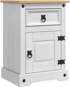 vidaXL Noptieră cu sertar Corona Alb 45 x 35 x 64 cm Lemn de pin masiv