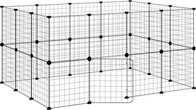 vidaXL Cușcă animale de companie cu ușă 28 panouri negru 35x35 cm oțel