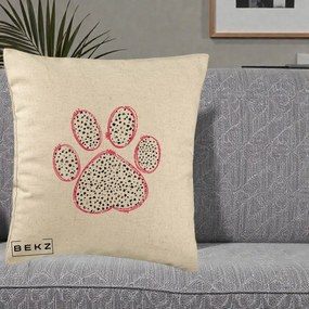 Perna Personalizata Labuta Dalmatian Roz Neon, 40x40 cm, Bej, Husa Detasabila, Perna Inclusa, BEKZ®