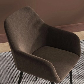 HOMCOM Set 2 Scaune de Dining Tapițate în Stil Nordic cu Brațe și Picioare din Oțel, 54x57x80 cm, Maro | Aosom Romania