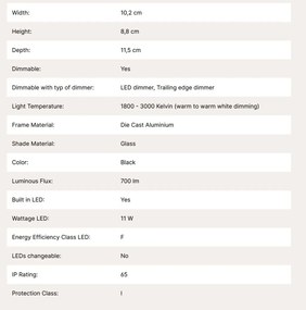 Aplica LED iluminat ambiental up/down IP65 TATRA negru