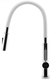 Baterie de chiuvetă cu pipă flexibilă FERRO crom lucios/alb