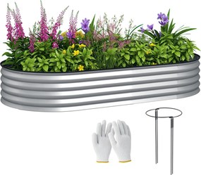 Outsunny Jardinieră ridicată din oțel galvanizat pat de grădină bordură cauciuc 181 x 93 x 30 cm argintiu | Aosom Romania