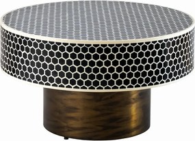 Masuta de cafea rotunda, Mozaic incrustat, Alb-Negru, HARMONY NATURE 60cm