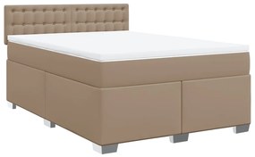 3286131 vidaXL Pat box spring cu saltea, cappuccino, 160x200cm piele ecologică