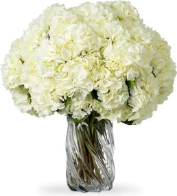 Buchet artificial LUX din 48 de hortensii albe, Hydrangeas