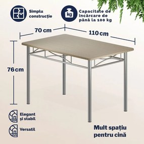 Set de mese de dining PAUL, 5 bucăți, maro stejar Jurhan