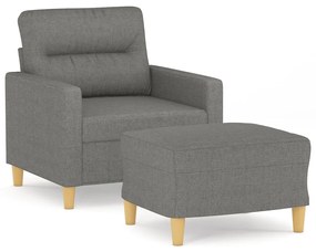 3153414 vidaXL Fotoliu canapea cu taburet, gri închis, 60 cm, textil