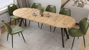 Mazzoni Masă ovală extensibilă ALMO Stejar Artisan / picioare negre