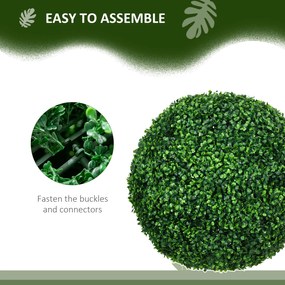 HOMCOM Set de 2 Bile Artificiale, Bile de Arbori Topiari din Buxus, Plante False de Interior în Aer Liber pentru Casă, Ø50cm, Verde | Aosom Romania