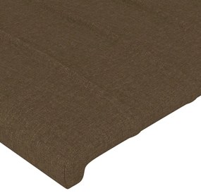 Cadru de pat cu tablie, maro inchis, 100x200 cm, textil Maro inchis, 100 x 200 cm, Benzi verticale