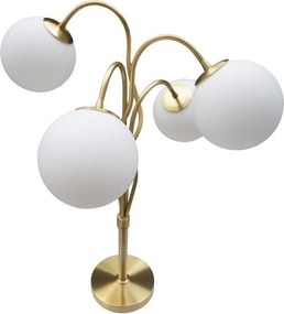 Veioză albă-aurie cu abajur din sticlă (înălțime 74 cm) Glamy – Mauro Ferretti