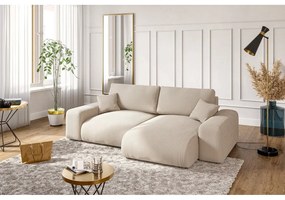 Colțar bej cu tapițerie din catifea reiată (cu colț variabil) Justin – Ropez