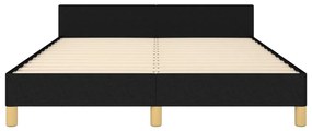 Cadru de pat cu tablie, negru, 140x190 cm, textil Negru, 140 x 190 cm, Benzi verticale