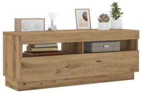 vidaXL Dulap TV lumini LED stejar artizanal 100x35x40cm lemn prelucrat