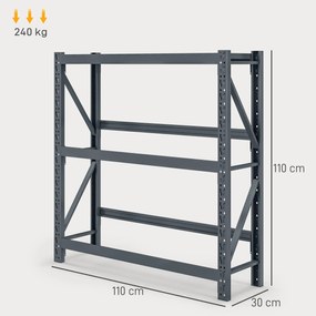 HOMCOM Raft Autoportant pentru Cutii cu 3 Niveluri, Raft pentru 6 Cutii cu Înălțime Reglabilă, 110x30x110 cm, Gri | Aosom Romania