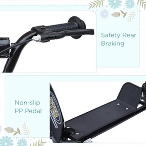 HOMCOM, trotinetă copii, pneuri 30 cm, ghidon reglabil, frână, suport lateral, oțel, pentru copii 5+ ani, negru | Aosom Romania