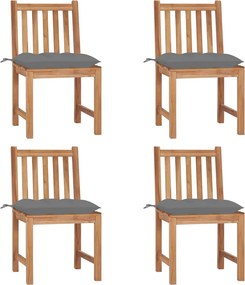 vidaXL Scaune de grădină cu perne, 4 buc., lemn masiv de tec