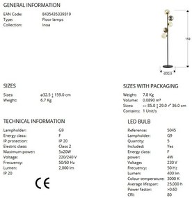 Lampadar/Lampa de podea design modern Inoa fumuriu/chihlimbar