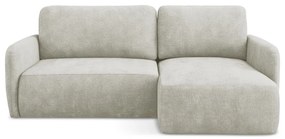 Colțar crem extensibil/cu spațiu de depozitare cu tapițerie din chenille (cu colț pe partea dreaptă/cu șezlong) Lilo – Makamii