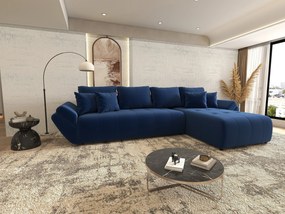 Colțar extensibil dumonde cu ladă de depozitare si sezut confortabil din spuma high-density, Berlin XL Royal Albastru 350x185 cm II